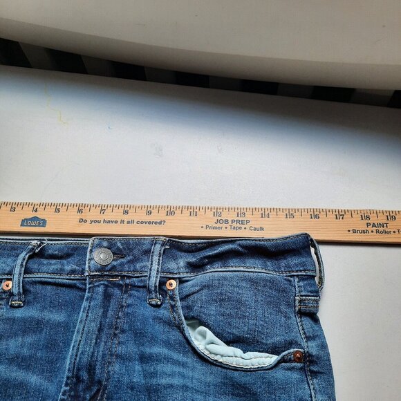 American Eagle Jeans Mens 31x30 Next Level‎ Airflex Slim Distressed Patched Rips - Picture 9 of 12